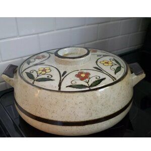 Otagiri Floral Covered Baker Casserole Dish Speckle Oven Table Cottagecore Japan